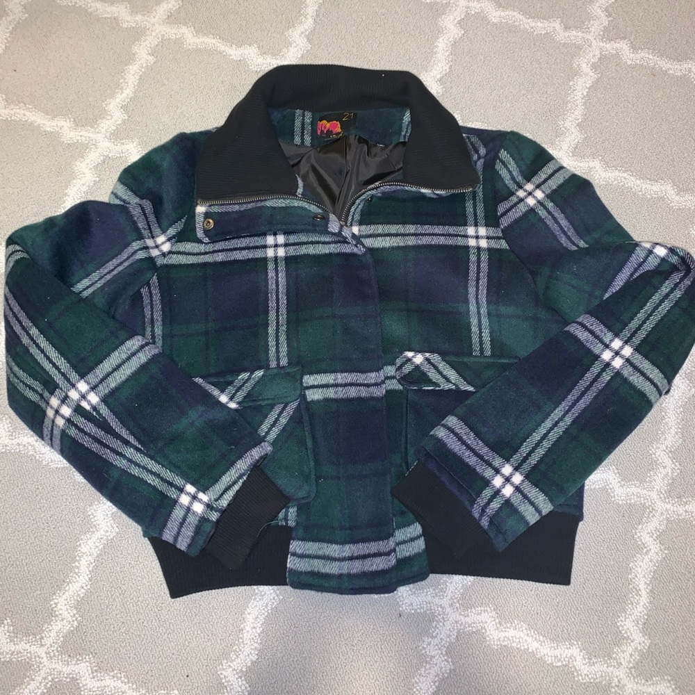 Cropped forever 21 plaid jacket